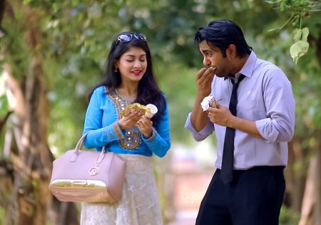 Apurba and Sarika in the set of Bangla natok Khuji Tomaye